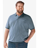 KingSize Big & Tall Banded Bottom Pocket Shrink-Less Pique Polo Shirt