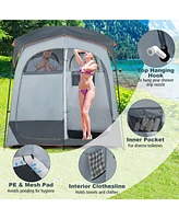 Givimo 2 Rooms Oversize Privacy Shower Tent with Removable Rain Fly and Inside Pocket