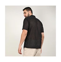 Campus Sutra Men's Midnight Black Floral Embroidered Shirt