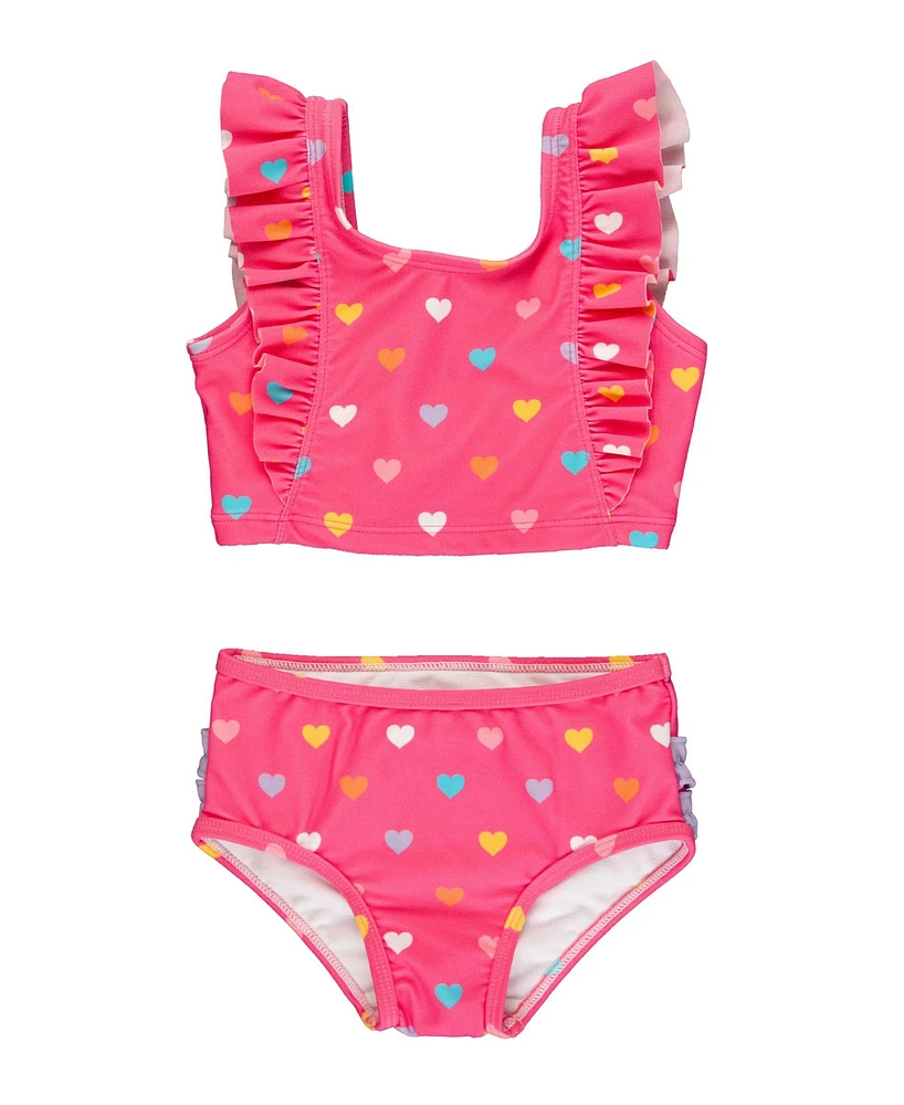 RuffleButts Toddler Girls UPF50+ Waterfall Tankini