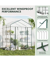 Vebreda Walk-in Greenhouse with 3 Tiers 8 Shelves Pvc Cover Roll-up Zippered Door