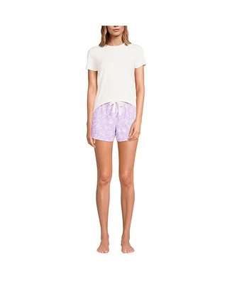 Lands' End Women's Knit Pajama Short Set Sleeve T-Shirt and Shorts