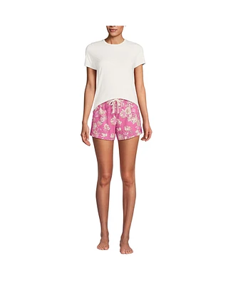 Lands' End Women's Knit Pajama Short Set Sleeve T-Shirt and Shorts