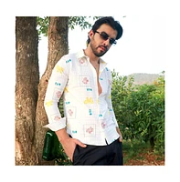 Campus Sutra Men's Chalk White Butterfly Pine Shirt