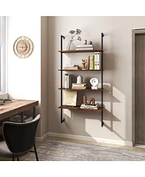 Sugift 4-Tier Industrial Ladder Bookshelf with Metal Frame