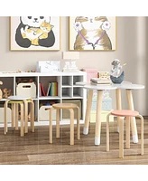 Sugift Set of 4 Bentwood Stackable Stools Dining Stools with Round Tops