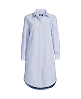 Lands' End Women's Oxford Long Sleeve Button Front Shirt Dress