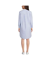 Lands' End Women's Oxford Long Sleeve Button Front Shirt Dress