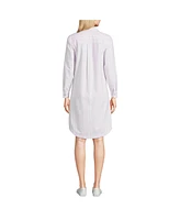 Lands' End Women's Oxford Long Sleeve Button Front Shirt Dress