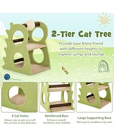 Skonyon 2-Tier Modern Cat Tree for Indoor Cats with Rotatable Sisal Scratching Ball