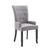 vidaXL Dining Chair with Armrests Light Gray Fabric