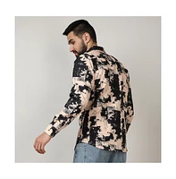 Men's Beige & Black Paint Strokes Shirt