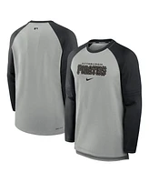 Nike Men's Heather Gray/Black Pittsburgh Pirates Authentic Collection Game Time Raglan Performance Long Sleeve T-Shirt