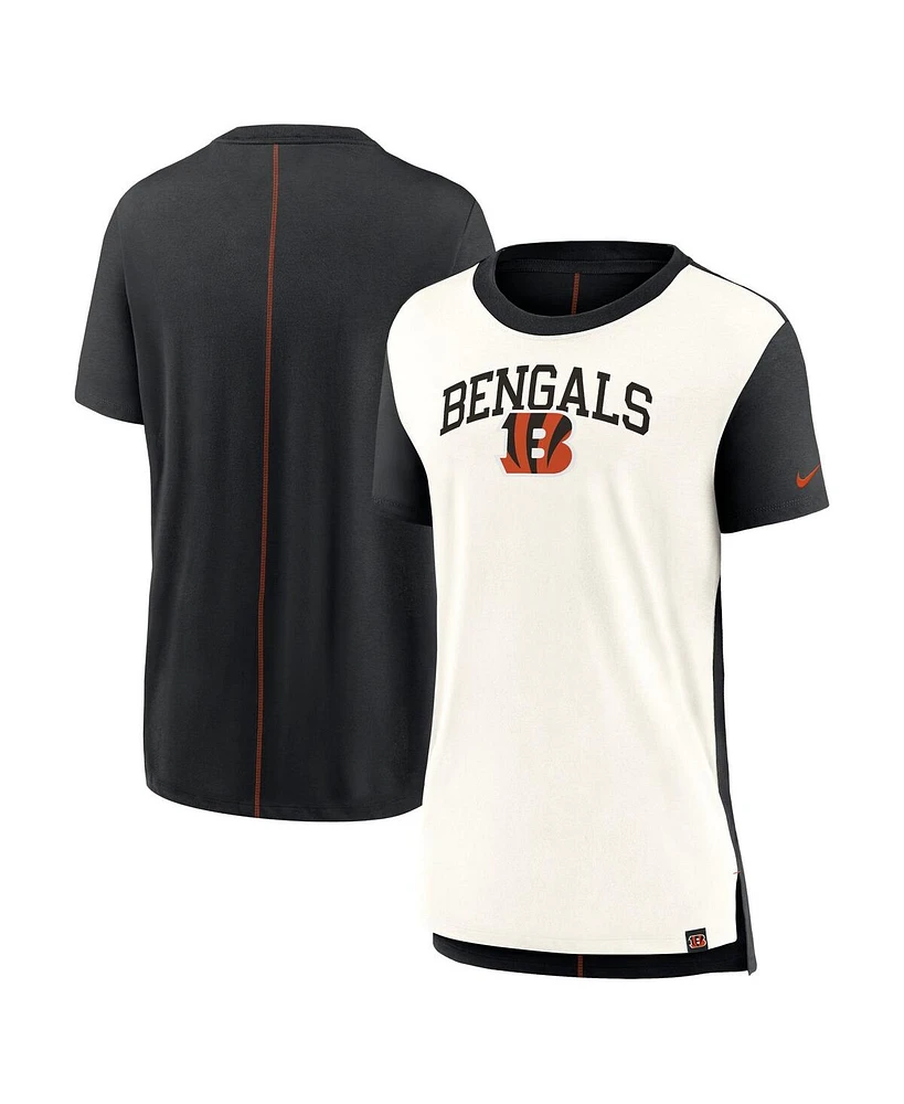 Nike Women's Cream/Black Cincinnati Bengals Wordmark Tri-Blend T-Shirt