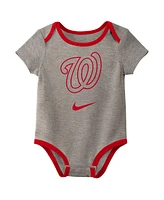 Nike Baby Boys and Girls Washington Nationals Authentic Collection Three-Pack Bodysuit Set