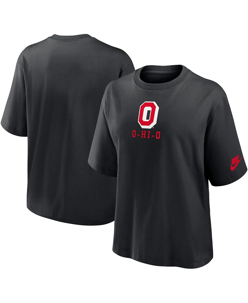 Nike Women's Black Ohio State Buckeyes Boxy Legacy Established T-Shirt