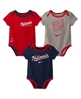 Nike Baby Boys and Girls Washington Nationals Authentic Collection Three-Pack Bodysuit Set