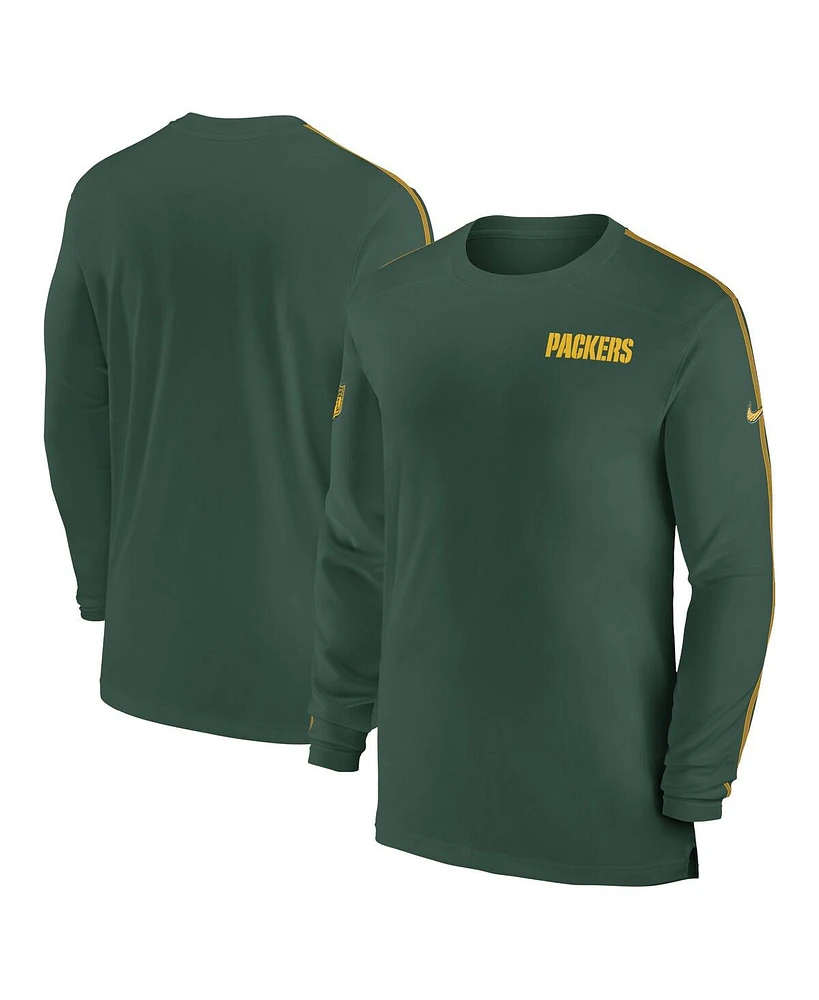 Nike Men's Green Bay Packers Sideline Coach Uv Performance Long Sleeve T-Shirt