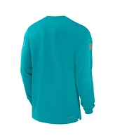 Nike Men's Aqua Miami Dolphins Sideline Player Performance Long Sleeve T-Shirt