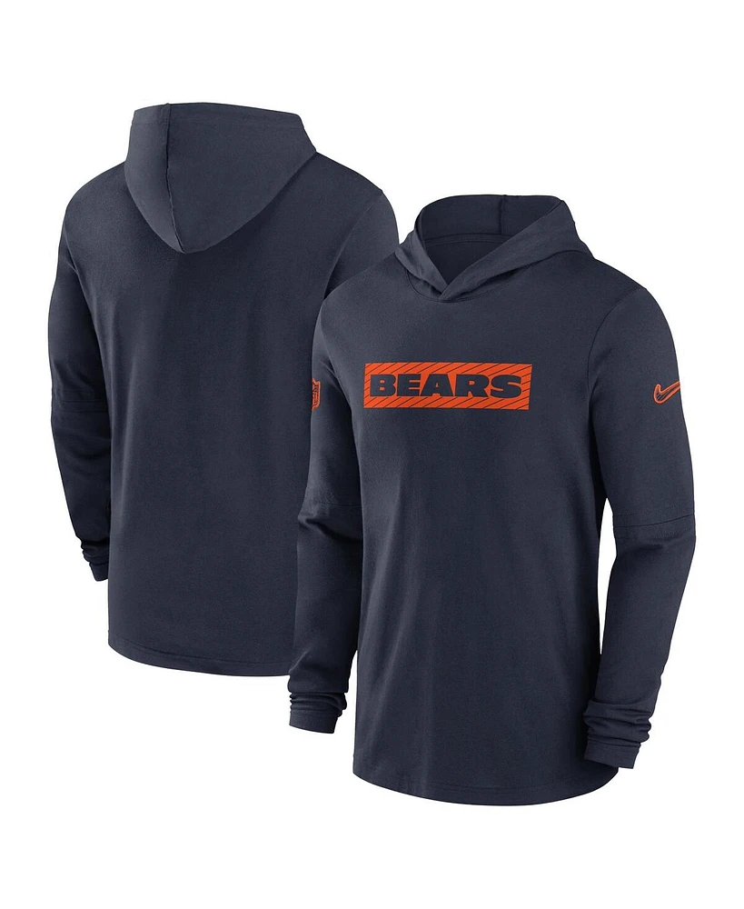 Nike Men's Navy Chicago Bears Sideline Hoodie Performance Long Sleeve T-Shirt