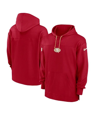 Nike Men's Scarlet San Francisco 49ers Sideline Jersey Performance Pullover Hoodie