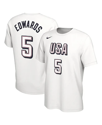 Nike Men's Anthony Edwards White Usa Basketball 2024 Summer Olympics Name Number T-Shirt