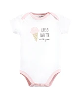 Touched by Nature Baby Girls Organic Cotton Bodysuits, Popsicle, 12-18 Months