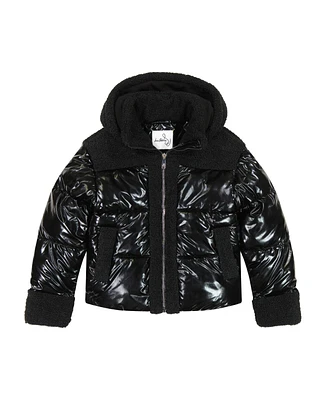 Sam Edelman Little Girls Metallic With Sherpa Puffer