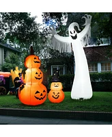 Givimo 12 Feet Halloween Inflatable Spooky Ghost with Blower and Led Lights