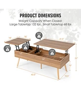 Skonyon 47 Inch Lift Top Coffee Table with 2 Hidden Compartments