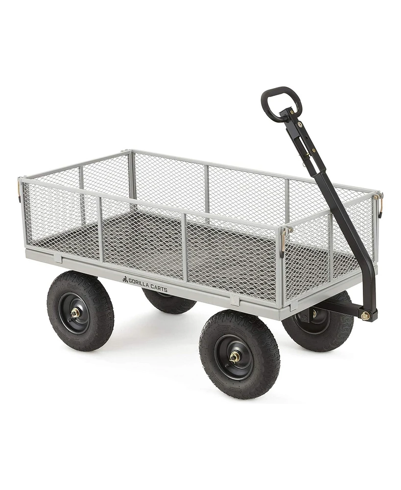 Gorilla Carts Gorilla Cart 1000 Pound Capacity Heavy Duty Steel Mesh Utility Wagon Cart, Gray