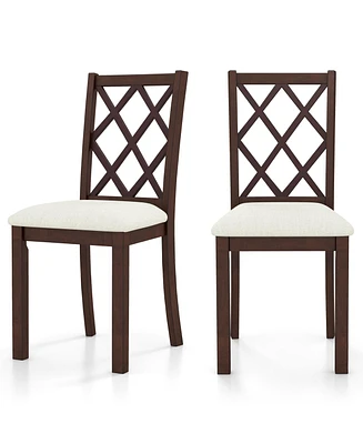 Givimo Dining Chair Set of 2 Wood Kitchen Chairs with Upholstered Seat Cushion and Rubber Wood Legs