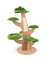 Givimo 50 Inch Pine Shape Cat Tree for Indoor Cats with Sisal Scratching Board