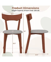 Skonyon Wooden Dining Chair Set of 2 with Rubber Wood Legs and Padded Seat Cushion