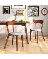 Skonyon Wooden Dining Chair Set of 2 with Rubber Wood Legs and Padded Seat Cushion