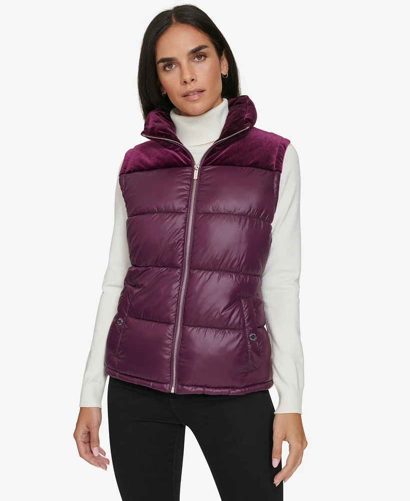 Calvin Klein Women's Velvet Trim Puffer Vest