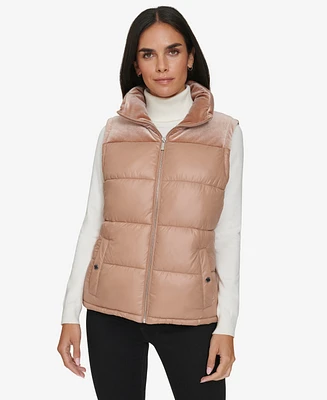 Calvin Klein Women's Velvet Trim Puffer Vest