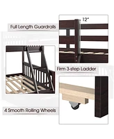 Sugift Twin Over Full Convertible Bunk Bed with Trundle