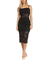 Morgan & Company Juniors' Sleeveless Midi Corset Lace Dress