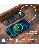 Sugift Industrial Bedside Table Nightstand with Charging Station