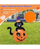 Givimo 5 Feet Inflatable Halloween Pumpkin with Witch's Black Cat