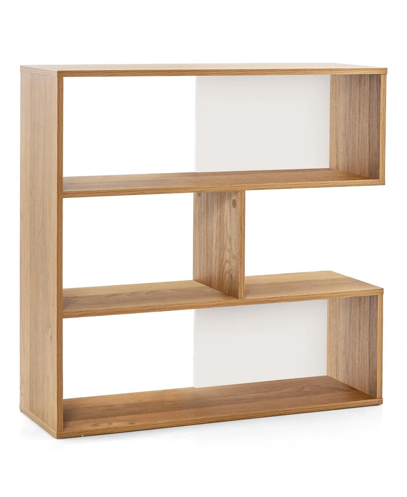 Sugift Concave Bookshelf 3-Shelf Open Bookcase with Anti-Toppling Device for Living Room Study Office