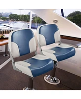 Skonyon 2 Pieces Low Back Boat Seat Set with Sponge Padding and Aluminum Hinges