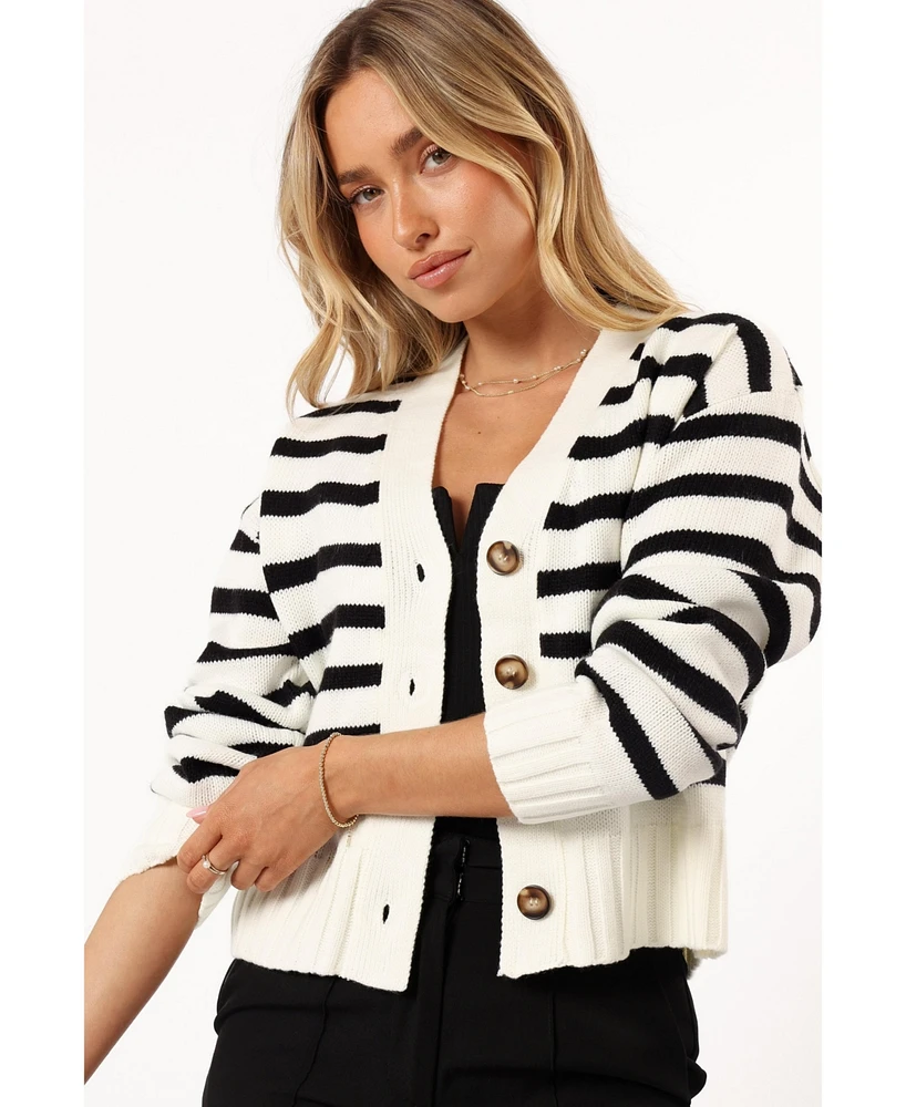 Kallen Button Front Striped Cardigan