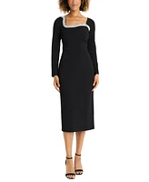 Maggy London Women's Embellished Long Sleeve Sheath Dress