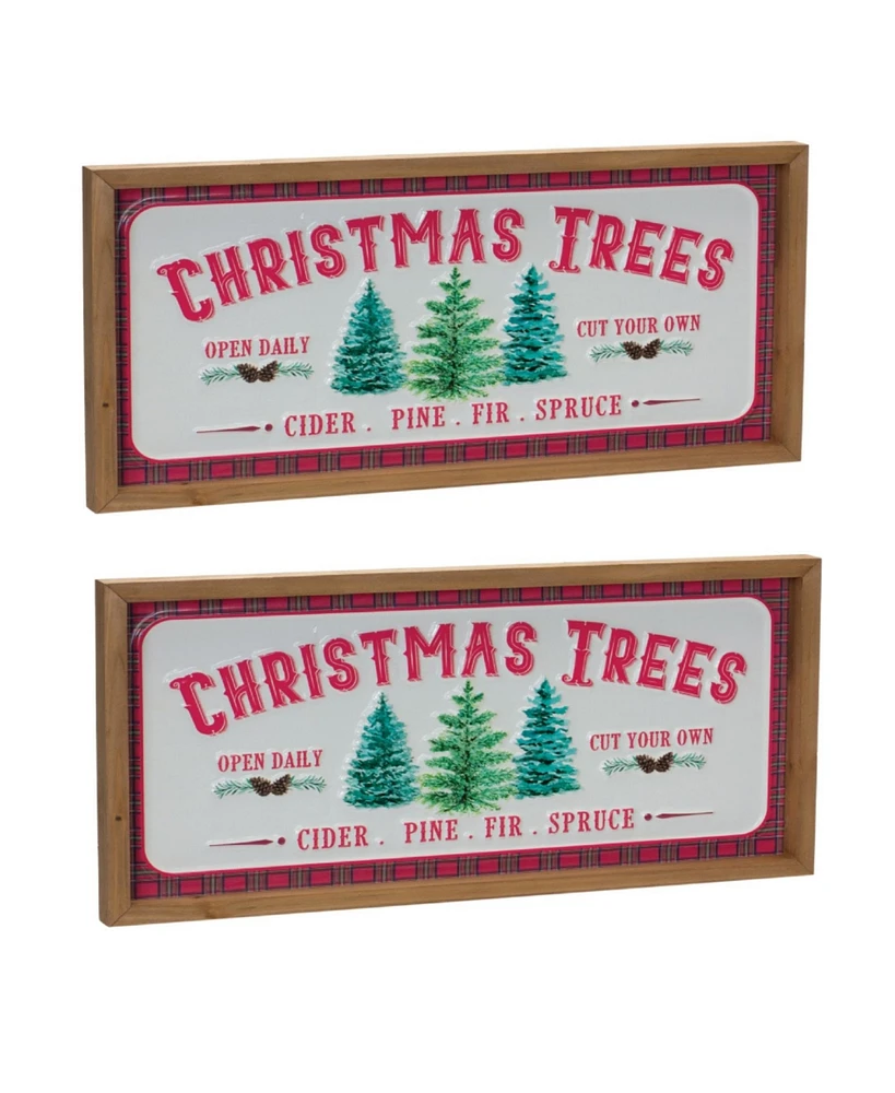 Slickblue Set of 2 Christmas Tree Wall Signs for Festive Holiday Decor