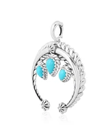 American West Jewelry Sterling Silver and Pear Cut Turquoise Gemstone Rope Naja Pendant Enhancer