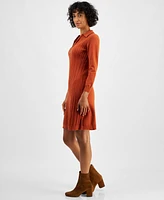 Robbie Bee Petite Cable-Knit Half-Zip Sweater Dress