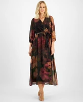 Robbie Bee Petite V-Neck Chiffon Maxi Dress