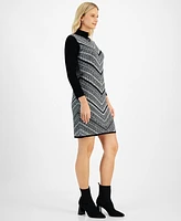 Robbie Bee Petite Mock Neck Long-Sleeve Sweater Dress